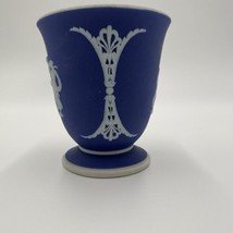 Wedgwood Vase Jasperware Cobalt Bud Goddess Angels England 3.25&quot; Dark Blue - £70.43 GBP