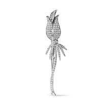 Exquisite 18k White Gold Pave Set Diamond Tulip Brooch Pin - $8,346.00