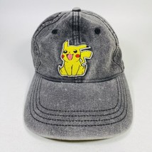 OSFM Pokémon Pikachu Baseball Hat Leather Strap Nintendo Gray Cap Embroidered GF - $13.06