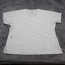 Dickies Shirt Womens 2XL White Vneck Medical Uniform Mock Wrap Scrub Top - £17.82 GBP