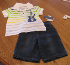 Boy&#39;s Baby Kenneth Cole jean shorts polo shirt 24 MO months *Spots* - $17.45