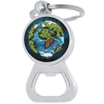 Planet Earth Art Bottle Opener Keychain - Metal Beer Bar Tool Key Ring - $200.75 MXN
