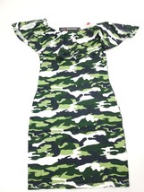 Absolutely Love It Ruffle Bodycon Olive Camo Camouflage Dress Size M - £7.04 GBP