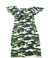 Absolutely Love It Ruffle Bodycon Olive Camo Camouflage Dress Size M - £7.00 GBP
