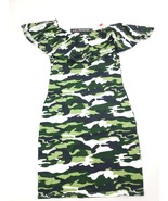 Absolutely Love It Ruffle Bodycon Olive Camo Camouflage Dress Size M - $12.27 CAD