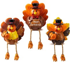 3 Pcs Thanksgiving Turkey Tabletop Centerpieces Resin Turkey Fall Figurine with  - £37.29 GBP