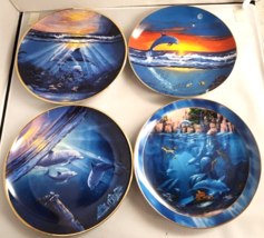 Dolphin Collector Plates 4 Porcelain Scenes of Dolphins Artists Delmary &amp; Miller - £37.36 GBP