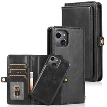 For iPhone 13 Mini Pro Max Removable Magnetic Card Leather Flip Back Wallet Case - £11.95 GBP