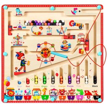 Magnetic Color And Number Maze, Wooden Magnetic Color Sorting Maze For Toddlers  - £38.43 GBP