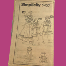 Simplicity 5437 Dress Pattern Girls 6 1981 Uncut No Envelope Prairie Cot... - £7.75 GBP