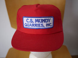 Vintage &quot;C.S. Mundy Quarries, INC&quot; USA Patch HIPSTER Red TRUCKER HAT Adj... - £15.78 GBP