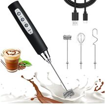 Lightweight Rechargeable Electric Frother with Three Heads for Perfect Foam - $57.37