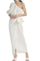 NEW PIECE OF WHITE Galilia Linen One Shoulder Long Sleeve Midi Dress (Si... - $299.95