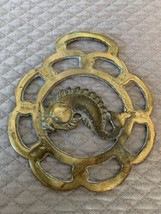 Antique Horse Harness Brass Fish Zodiac Pisces Medallion Rustic Cottagecore - $19.39