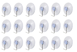 18-Pack BPA-Free Suction Cups with Metal Hooks, 1.75&quot; Diameter Clear - £6.91 GBP