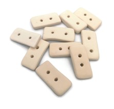 10 Pcs Blank Sewing Buttons Rectangle Handmade Ceramic Bisque Craft Kit ... - $27.23