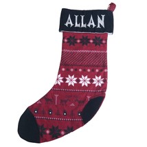 Christmas Stocking Personalized ALLAN Embroidered Name Handmade Holiday ... - £9.32 GBP