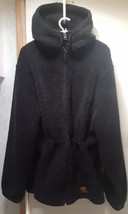 Vintage Woolrich Jacket Hooded XL Womens Sherpa Fleece Full Zip Black USA K - $25.01