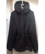 Vintage Woolrich Jacket Hooded XL Womens Sherpa Fleece Full Zip Black USA K - $456.80 MXN