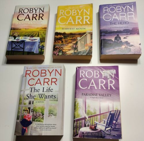 5 Robyn Carr Books-Paradise Valley-Virgin River-Sonoma-Harvest Moon-Hero... - $16.14