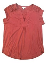 Orvis Womens Anna Crochet Lace Top Size XX-Large Color Dusty Red - £16.95 GBP