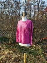 Retro/Vintage Talbots wool cable knit pink sweater made in Italy petites S - $23.76