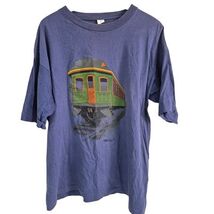 vtg 90s Tshirt Single Stitch Blue 100% Cotton Train Caboose Sz XL Signed - $88.05