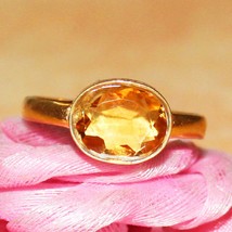 14k Gold Golden Topaz Ring Handmade Jewelry Solid Gold Jewelry Natural Citrine - £208.92 GBP