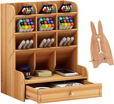 Wooden Desk Organizer, Multi-Functional DIY Pen Holder, Organizer for Desk - $29.21