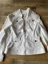 White House Black Market Women Coat size 8 White Zip up Waterfall B71 - $39.19