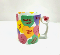 Vintage Dept 56 Spinners Conversation Heart Candy Mug Valentine&#39;s Day 1999 - £12.97 GBP