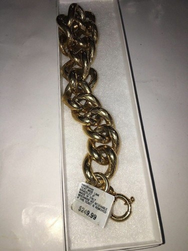 Pulsera De Enlace Ancha De Bronce De 18k 9” - $247.80