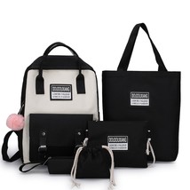 5 Piece Set High School Bags for Teenage Girls Canvas Travel Backpack Women Book - £38.27 GBP