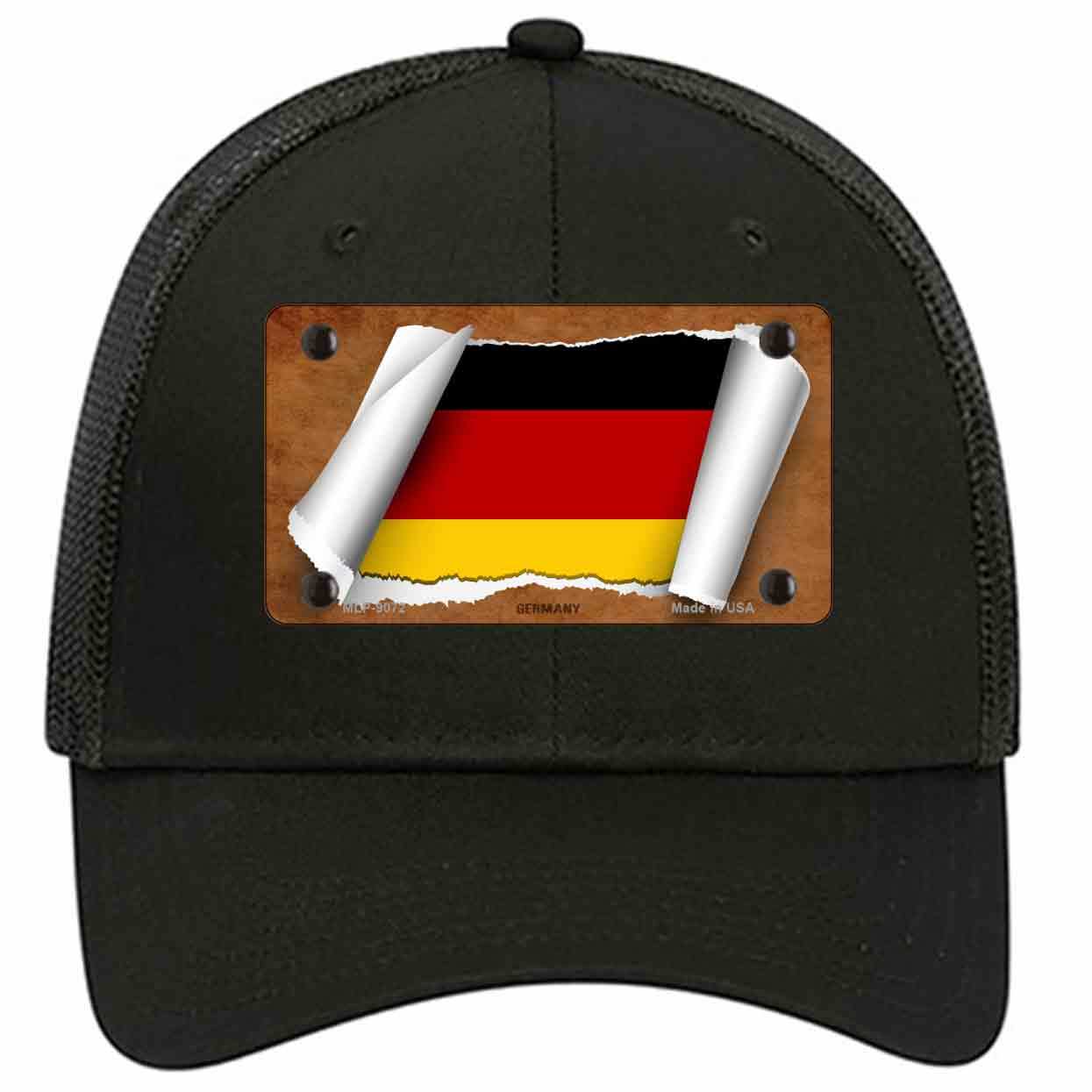 Germany Flag Scroll Novelty Black Mesh License Plate Hat