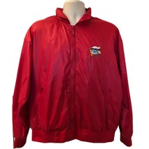 Vintage Izod Club 90s Red Nylon Women&#39;s Michelob Light Classic Jacket Large - £23.85 GBP
