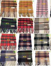 Wholesale Lot Of 12 Women Men Winter Warm 100% Cashmere Plain Check Scar... - $159.98