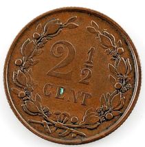1890 Netherlands 2 1/2 Cent (XF) Extra Fine Condition - $40.02