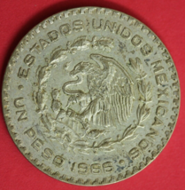 1966 Mexico Un 1 Peso .10 Silver Coin Morelos Estados Unidos Mexicanos G... - $14.24