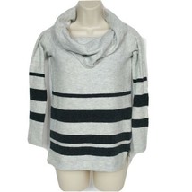 LOFT Womens Petites Cowl Neck Sweater Size XSP Gray Striped Long Sleeve - $25.74