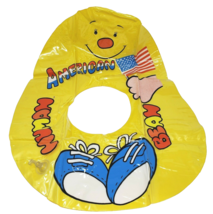 VINTAGE AMERICAN HUMAN BEAN KIDS YELLOW BLOW UP INFLATABLE POOL FLOAT RI... - $14.25