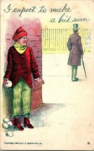 1905 Comic UDB Postcard I Expect To Make A Hit Soon Boy with Snowball Unused - £4.86 GBP