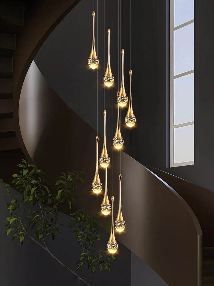 Crystal Villa Staircase Chandelier Living Room Lamp Loft Modern Simple - $71.48+