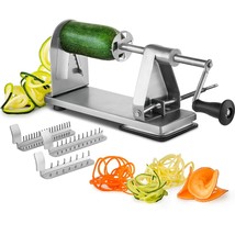 Stainless Steel Spiralizer Vegetable Slicer | Industrial-Grade 3-Blade Zoodle Ma - £39.53 GBP