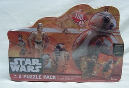 Star Wars Force Awakens 2 Pack Of Jigsaw Puzzles 100 Pieces New In Sealed Tin - $14.85