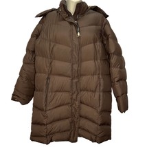 Eddie Bauer Womens Down Filled Puffer Jacket Coat Hood Size 1X Brown Parka - £118.69 GBP
