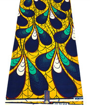 Yellow, Navy blue, Caribbean Green, Red, Black, and White mix of African Fabric  - £26.07 GBP
