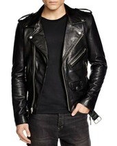 Stylish Men&#39;s Black Pure Lambskin Leather Jacket New Handmade Motorcycle Biker - £86.57 GBP+