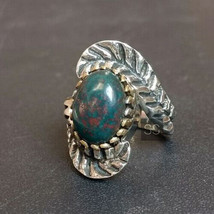 Natural Bloodstone Ring, 2 Tone Ring, Solid 925 Sterling Silver, Women Gifts - £67.78 GBP