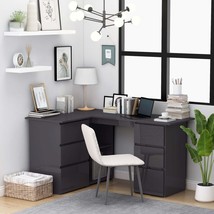 Corner Desk High Gloss Grey 145x100x76 cm Engineered Wood - £154.84 GBP