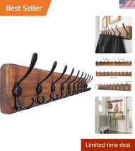 Elegant 38.6&#39;&#39; Large Coat Rack - Distressed Wood with 10 Hooks for Home ... - $74.99